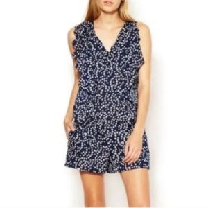 Maje Blue Floral Ruffle Romper